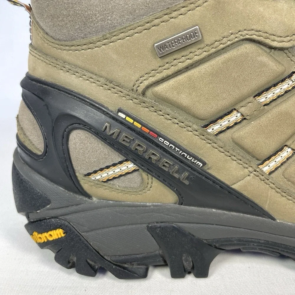 Merrell Outland Mid Waterproof Leather Hiking Boots Men's 11 Vibram Taupe